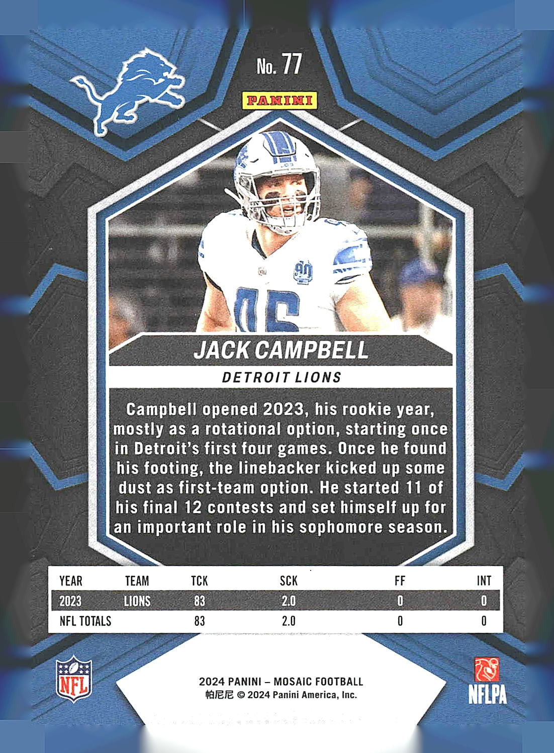 2024 Panini Mosaic #77 Jack Campbell