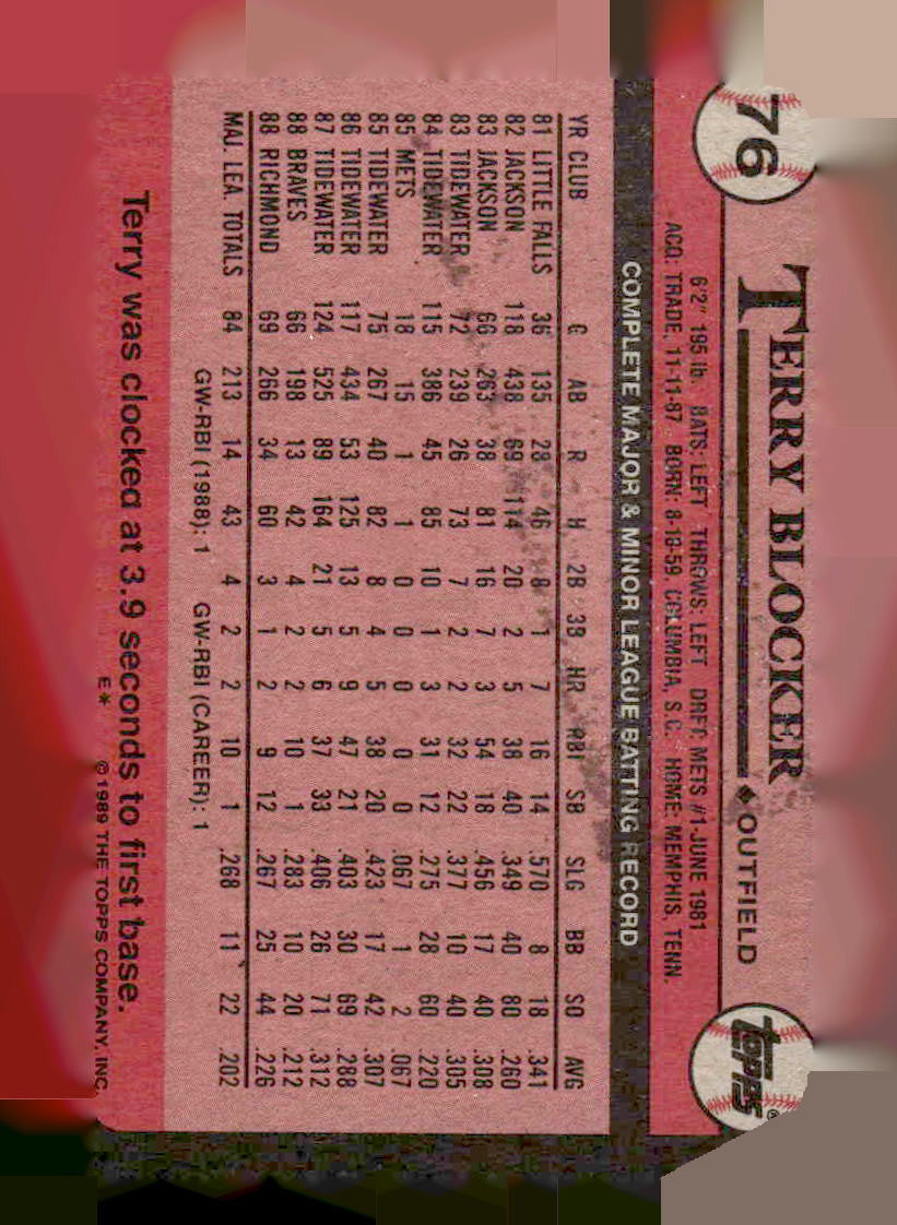1989 Topps #76 Terry Blocker