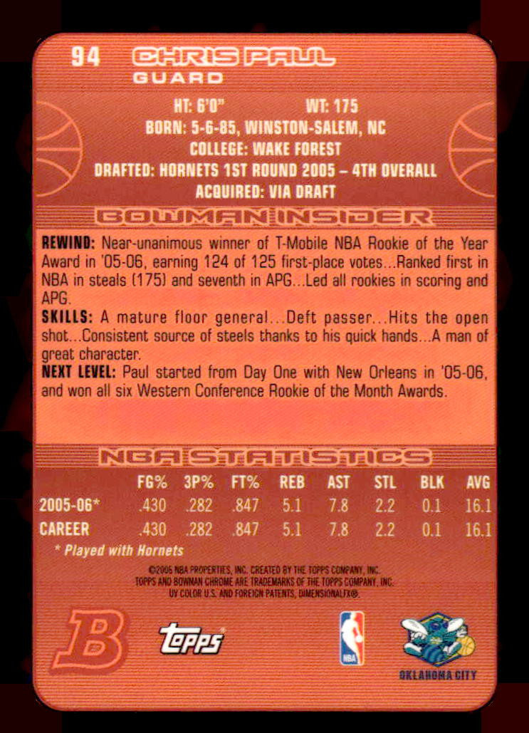 2006-07 Bowman Chrome #94 Chris Paul