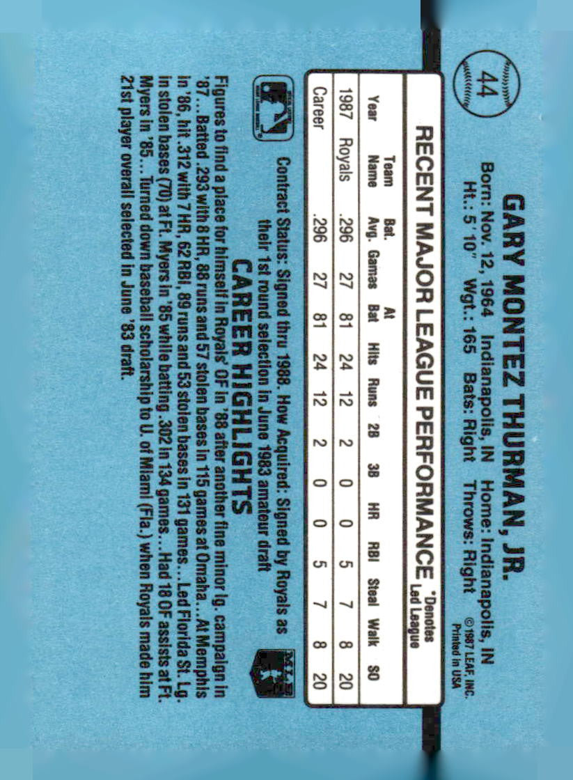 1988 Donruss #44 Gary Thurman