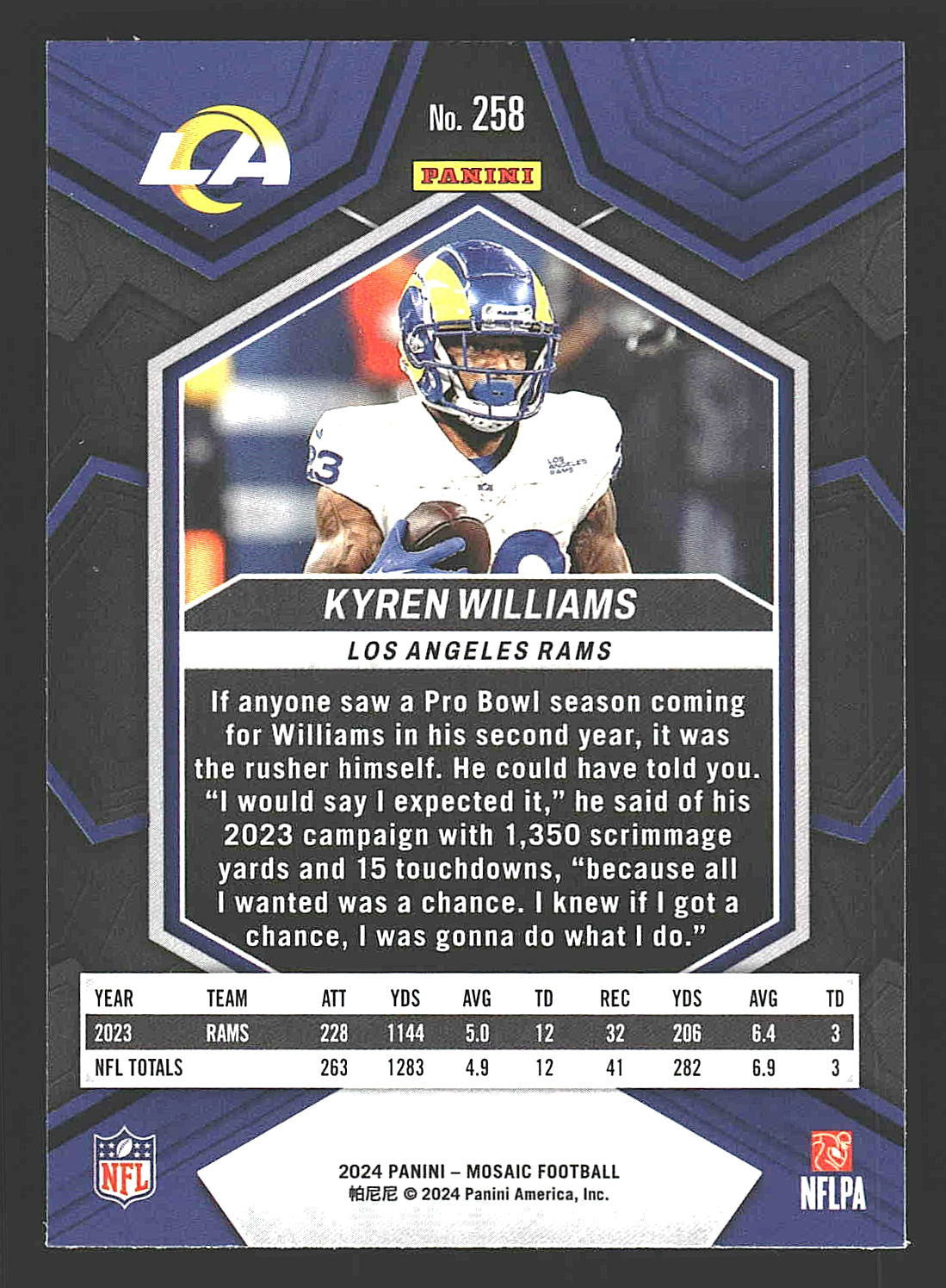 2024 Panini Mosaic #258 Kyren Williams