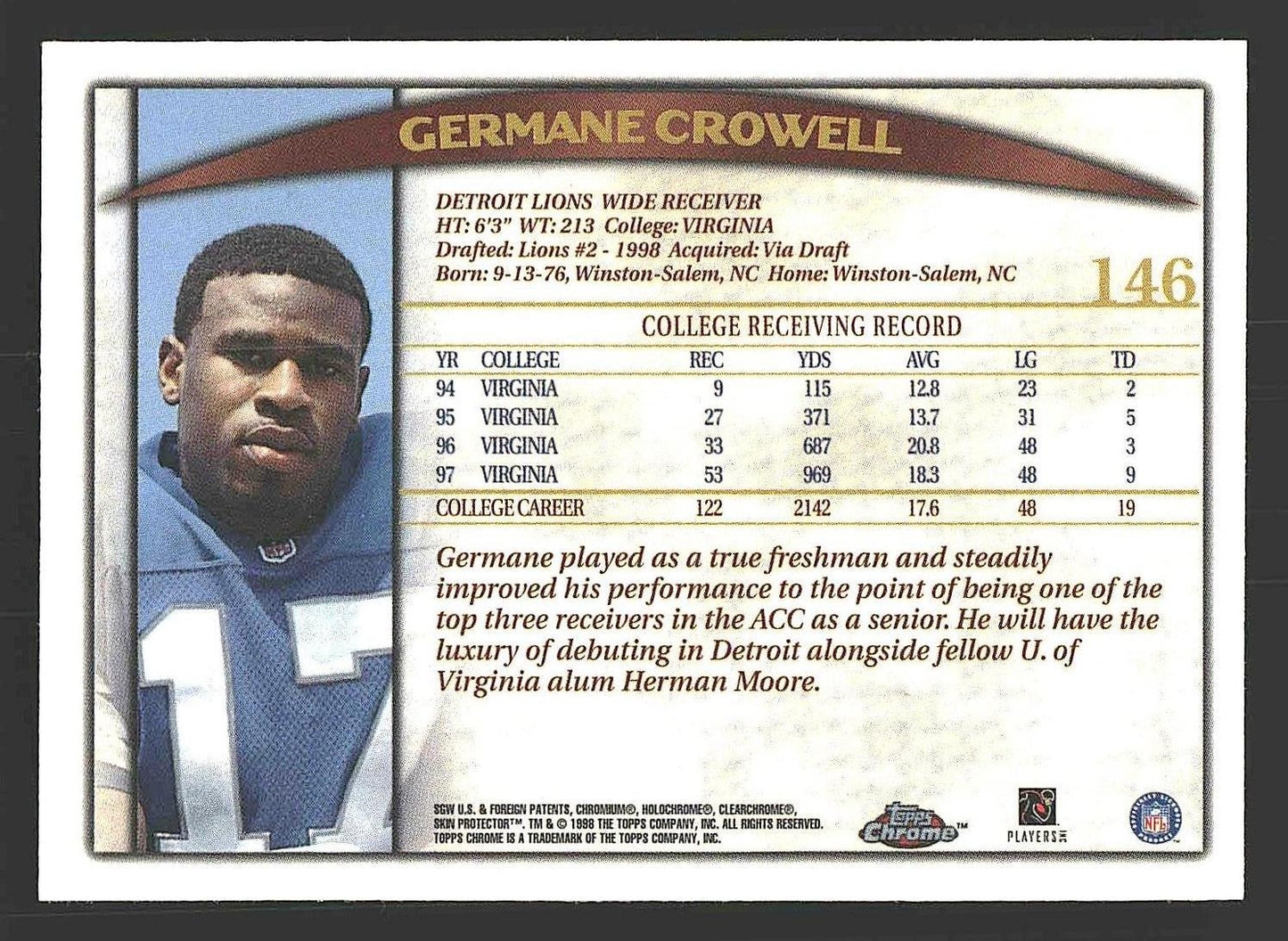 1998 Topps Chrome #146 Germane Crowell
