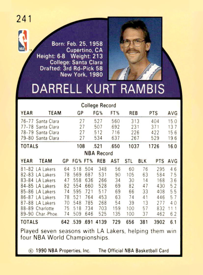 1990-91 Hoops #241 Kurt Rambis