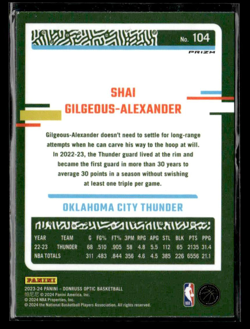2023-24 Donruss Optic #104 Shai Gilgeous-Alexander Hyper Green