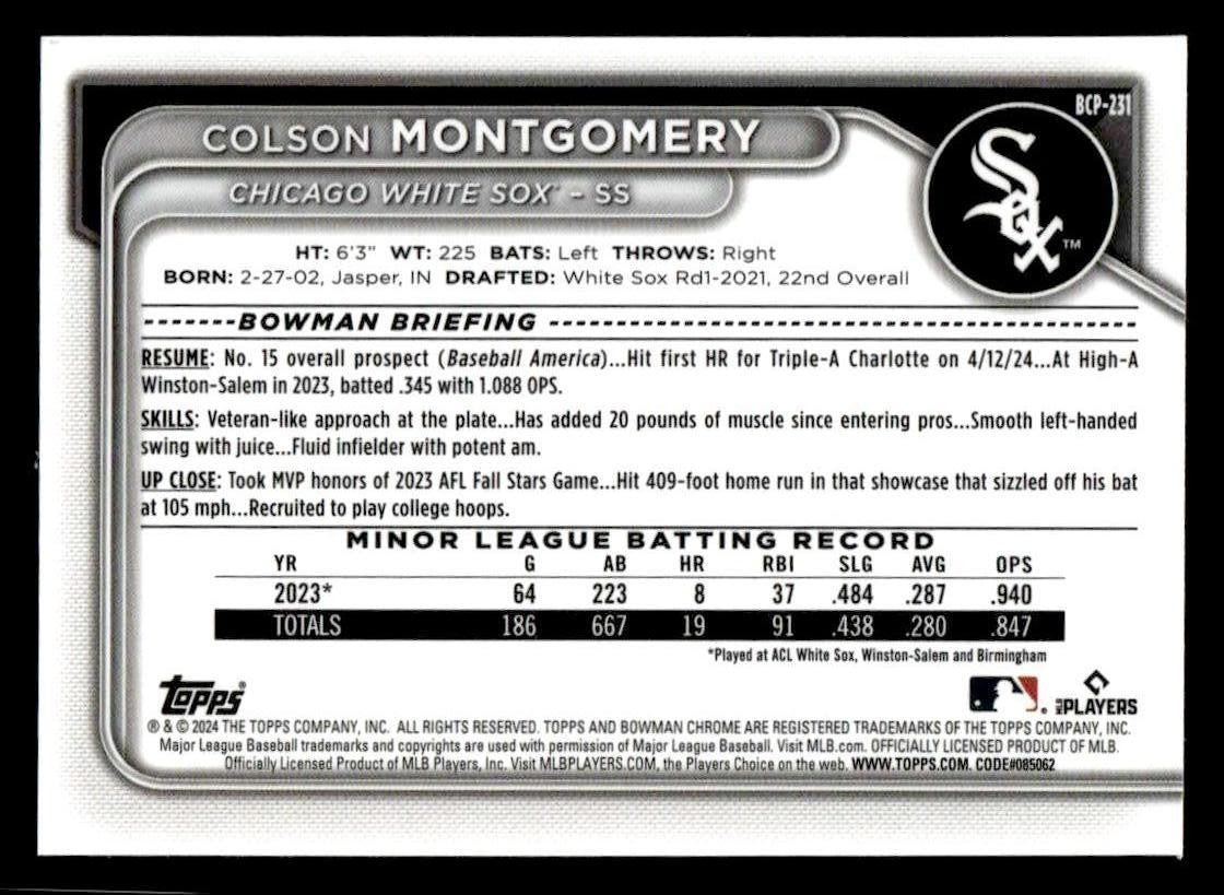 2024 Bowman Chrome #BCP-231 Colson Montgomery Prospects