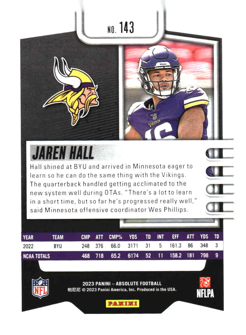 2023 Panini Absolute #143 Jaren Hall Retail