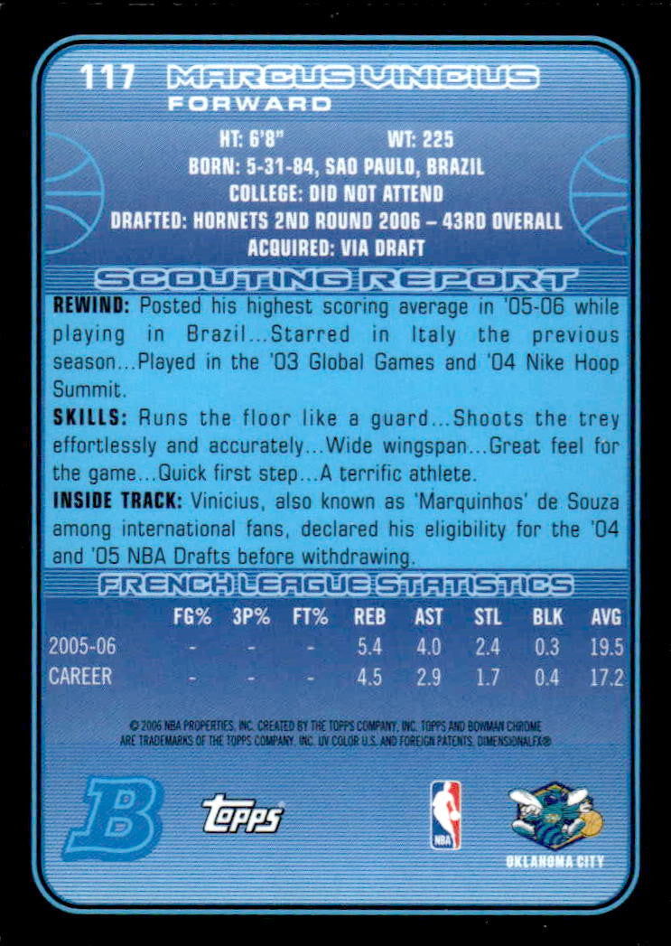 2006-07 Bowman Chrome #117 Marcus Vinicius