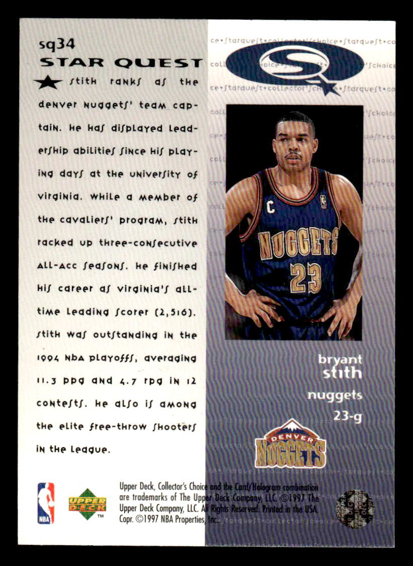 1997-98 Collector's Choice #SQ34 Bryant Stith StarQuest