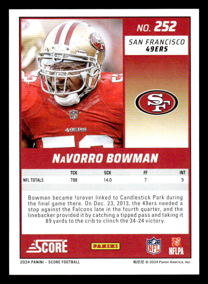 2024 Score #252 Navorro Bowman