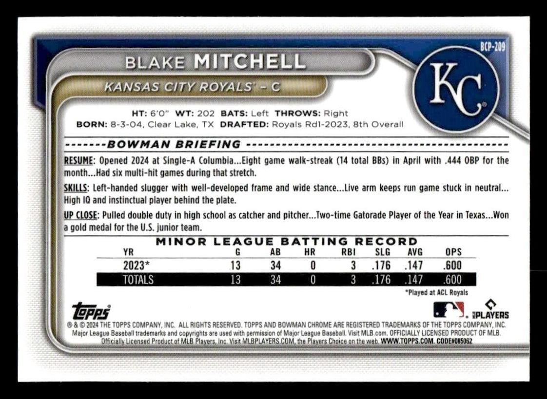 2024 Bowman Chrome #BCP-209 Blake Mitchell Prospects