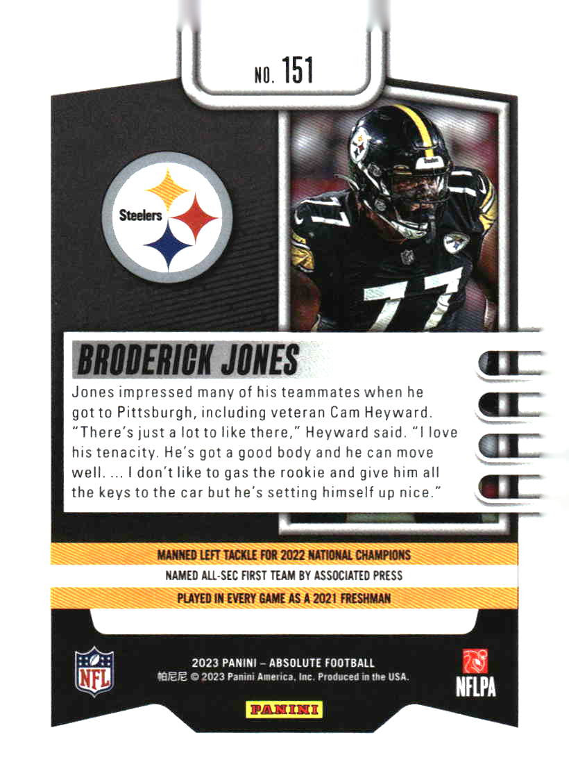 2023 Panini Absolute #151 Broderick Jones Blue