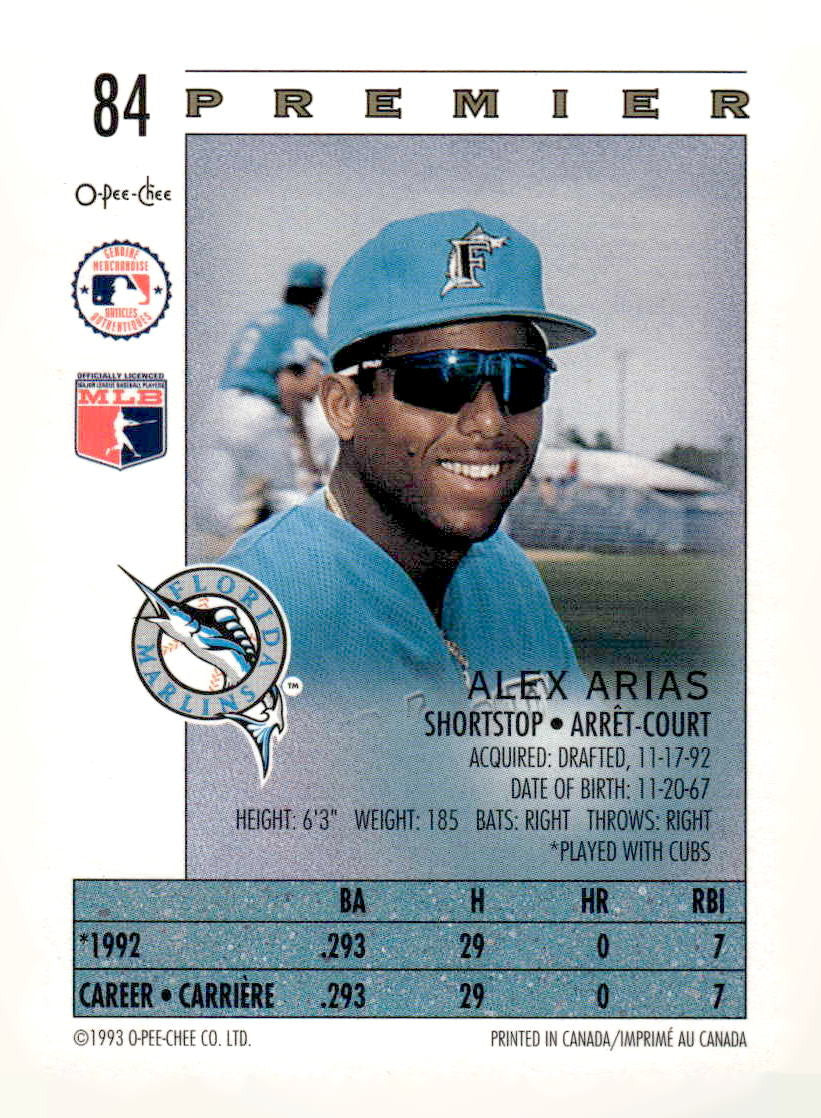 1993 O-Pee-Chee Premier #84 Alex Arias