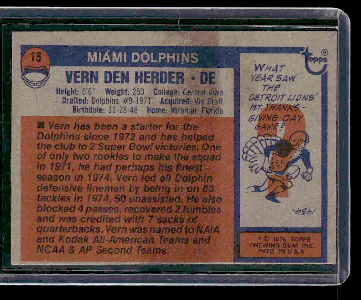 1976 Topps #15 Vern Den Herder