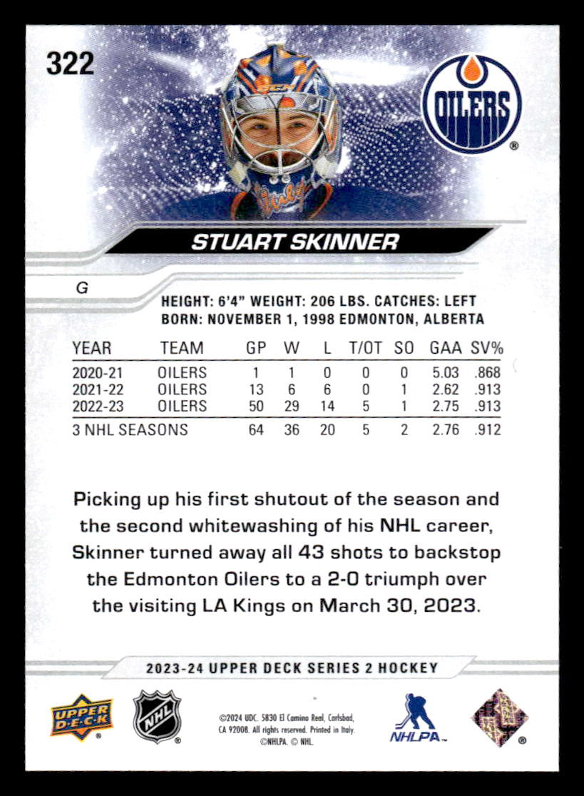 2023-24 Upper Deck #322 Stuart Skinner