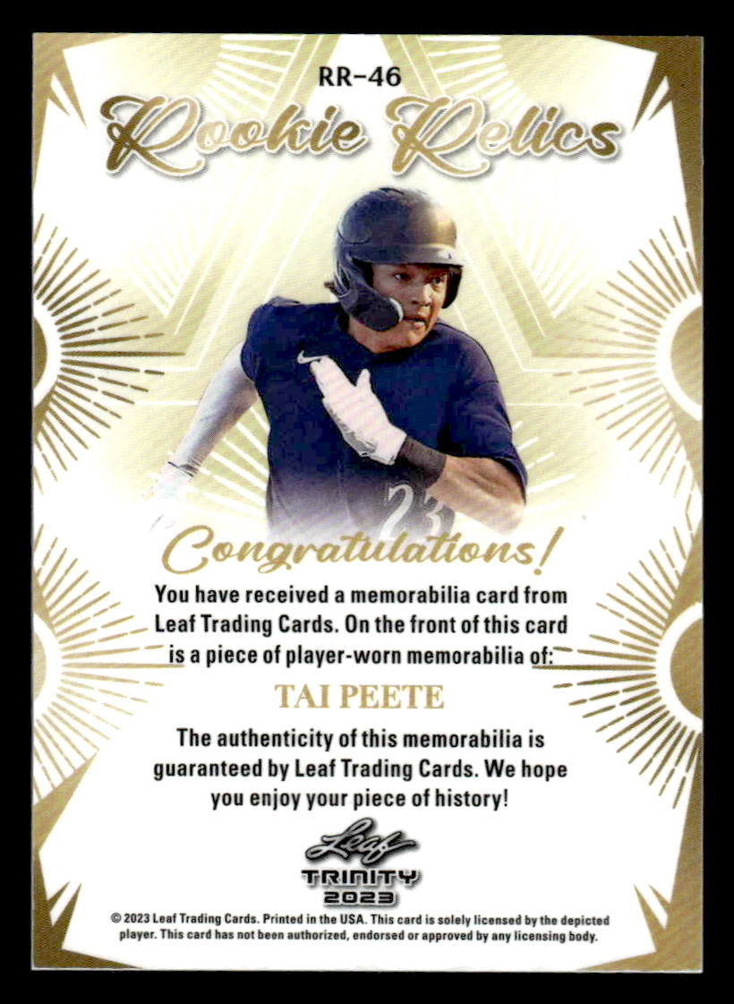 2023 Leaf Trinity #RR-46 Tai Peete Rookie Relics