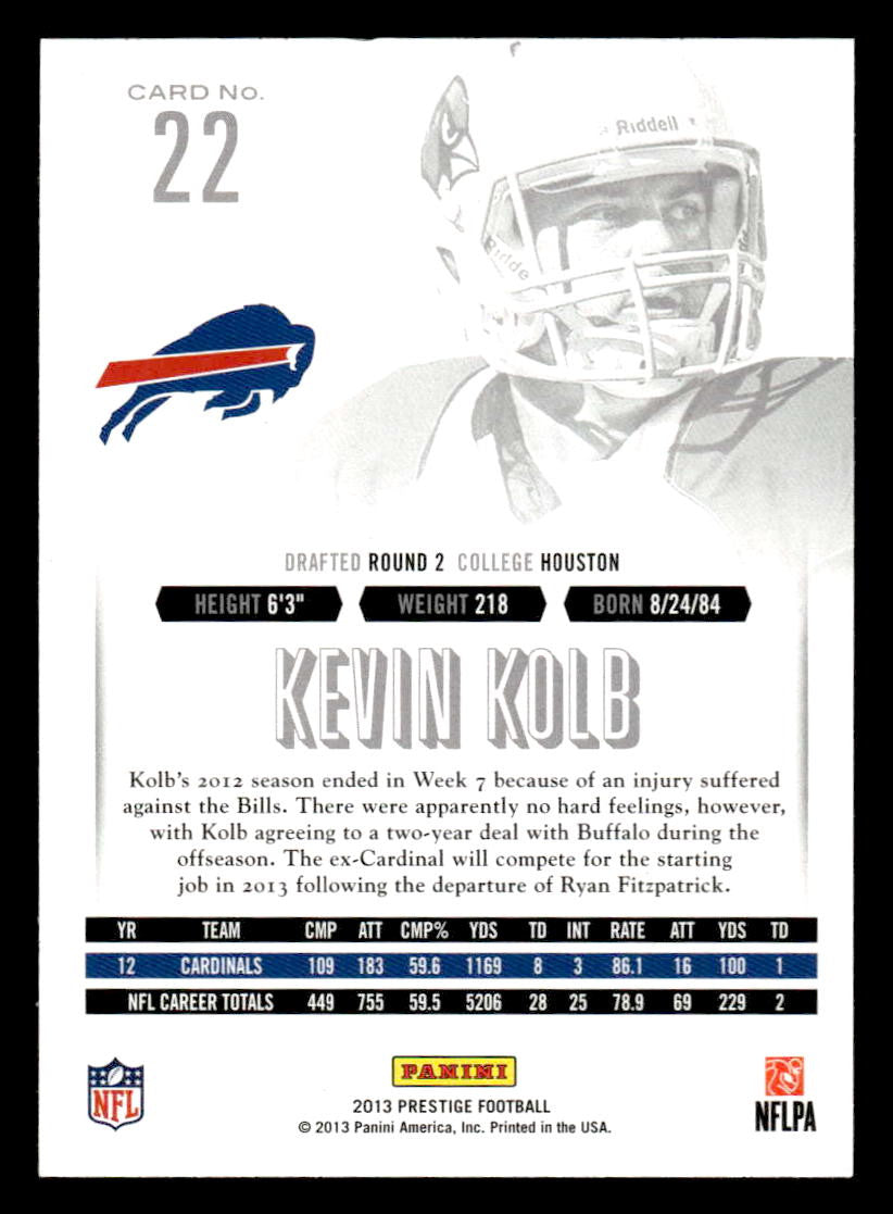 2013 Panini Prestige #22 Kevin Kolb