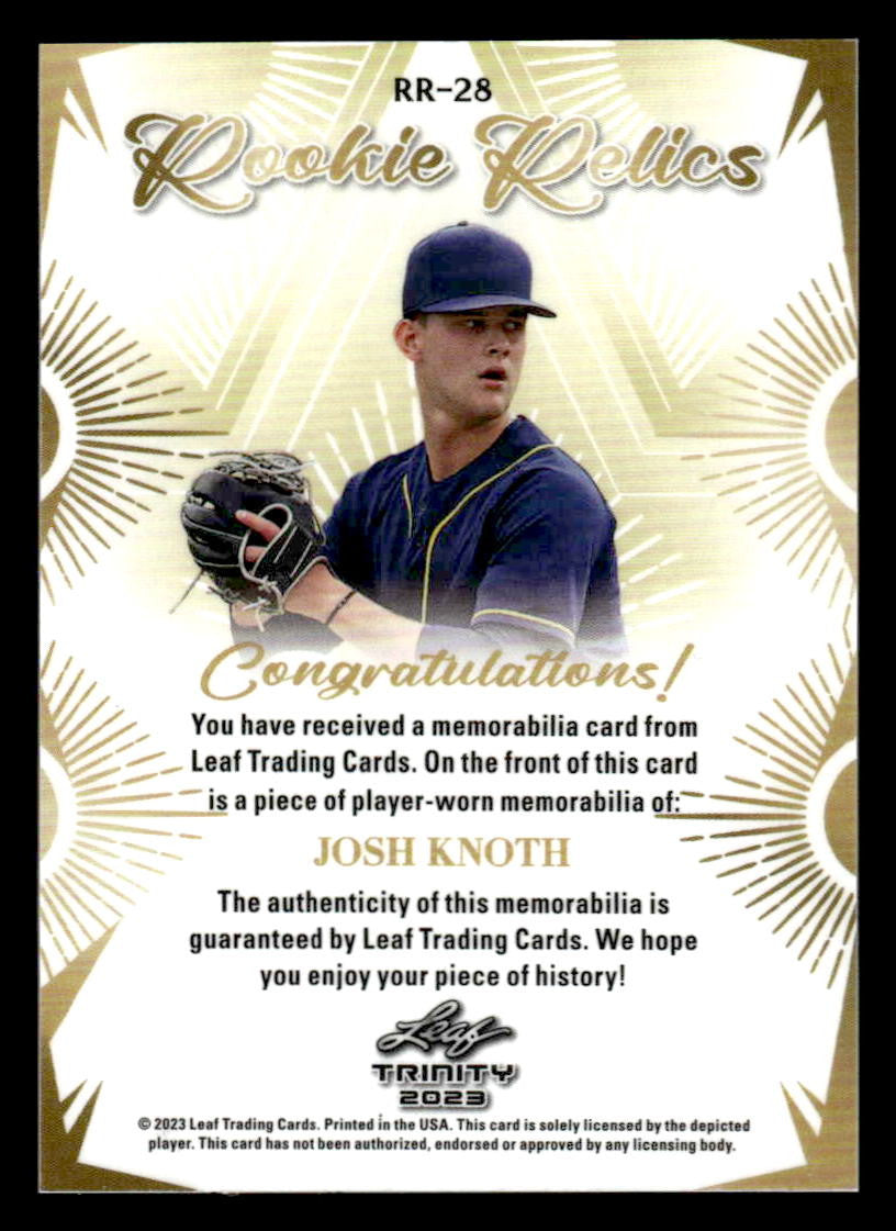 2023 Leaf Trinity #RR-28 Josh Knoth Rookie Relics