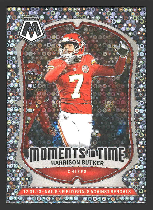 2024 Panini Mosaic #17 Harrison Butker Moments in Time No Huddle Silver