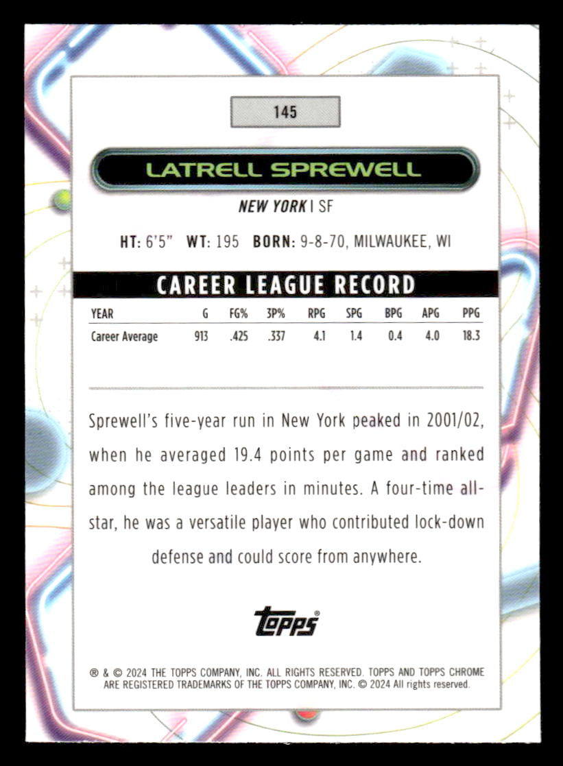 2023-24 Topps Chrome Cosmic #145 Latrell Sprewell