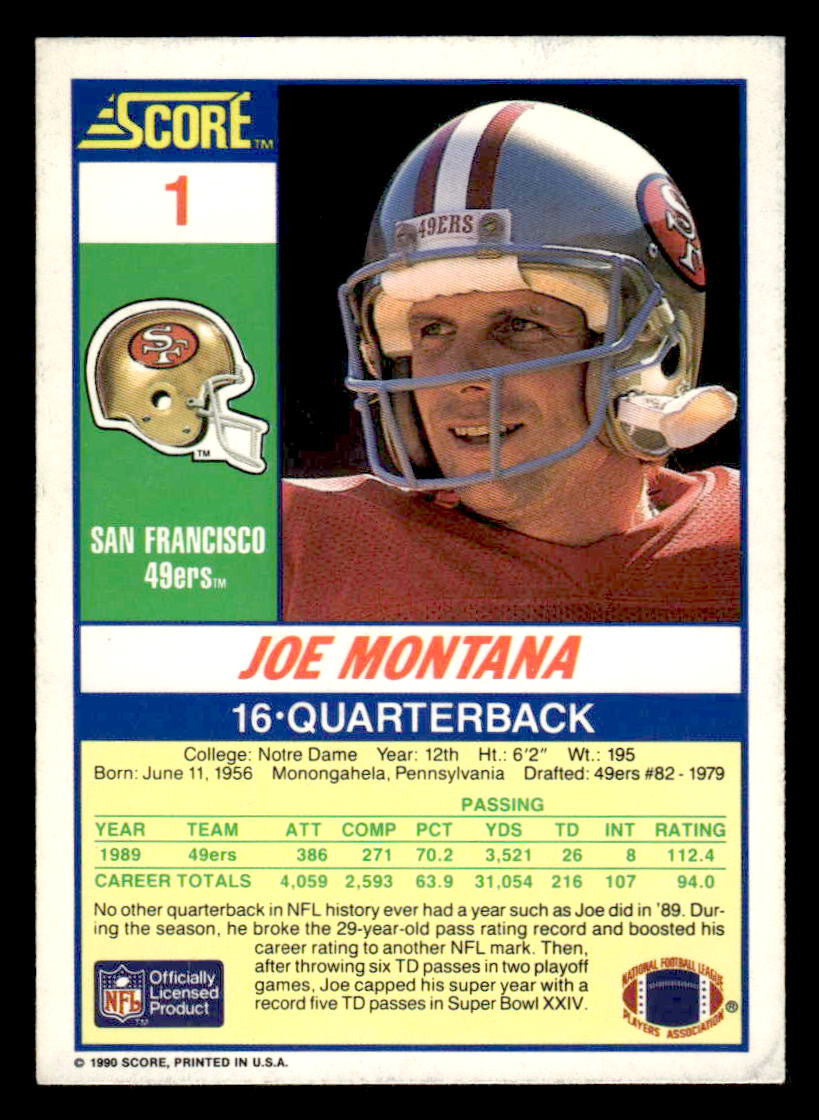 1990 Score #1 Joe Montana