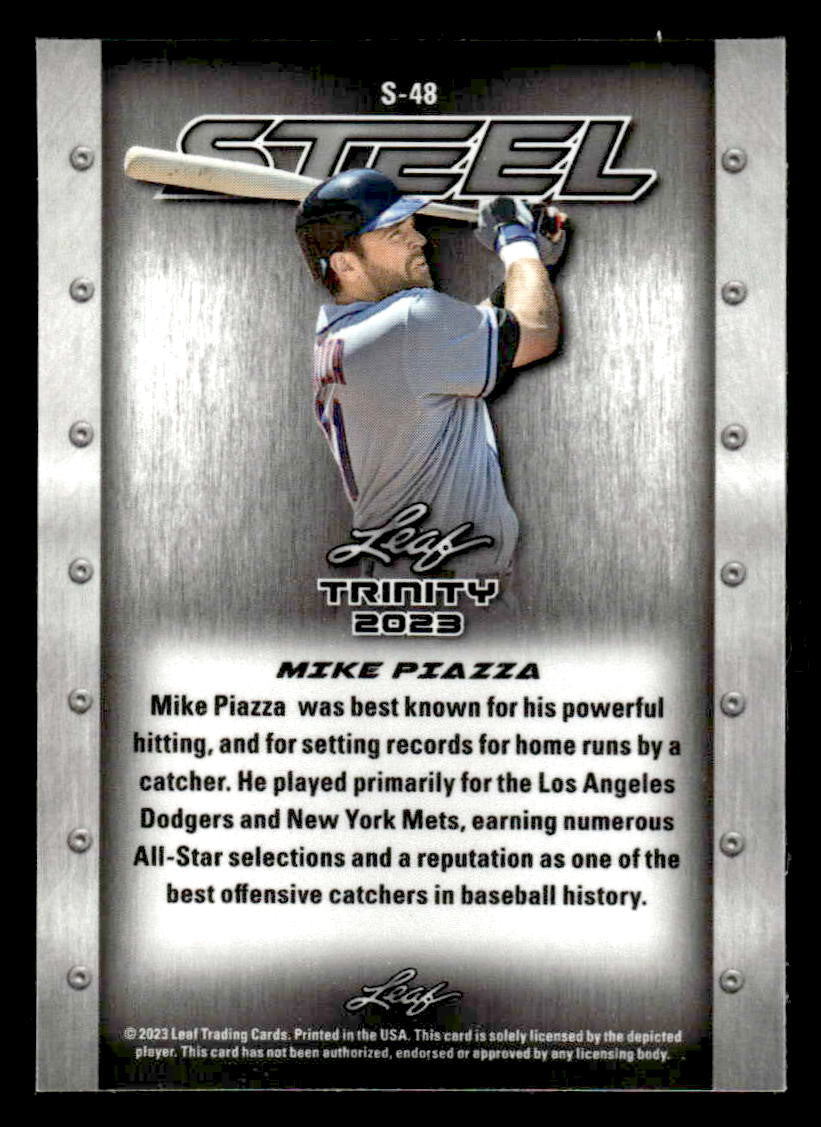 2023 Leaf Trinity #S-48 Mike Piazza Steel Stars and Dots Silver