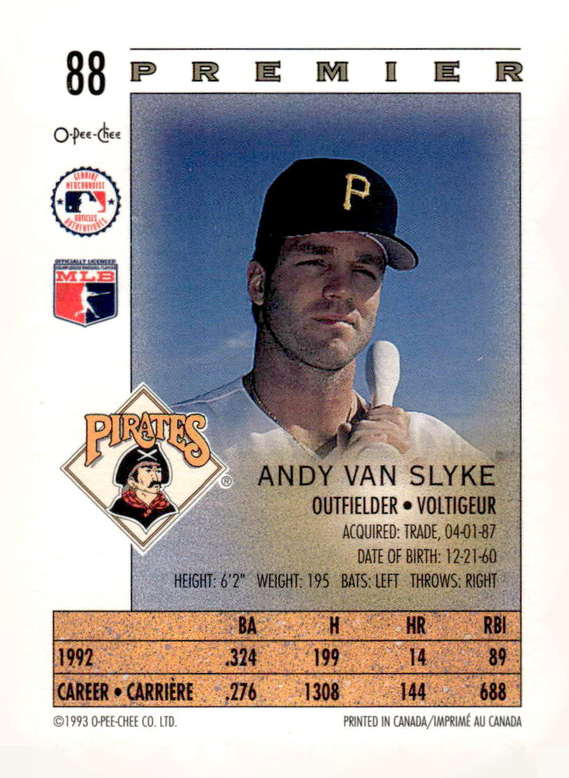 1993 O-Pee-Chee Premier #88 Andy Van Slyke