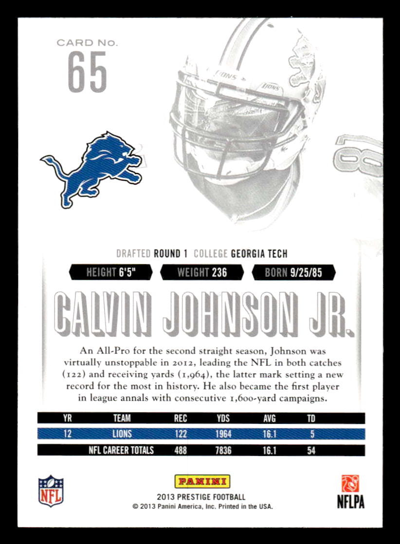 2013 Panini Prestige #65 Calvin Johnson