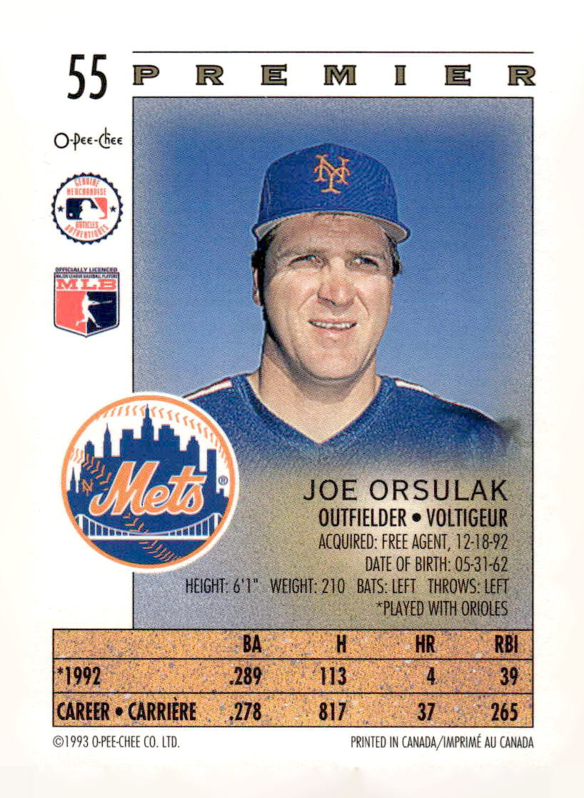 1993 O-Pee-Chee Premier #55 Joe Orsulak