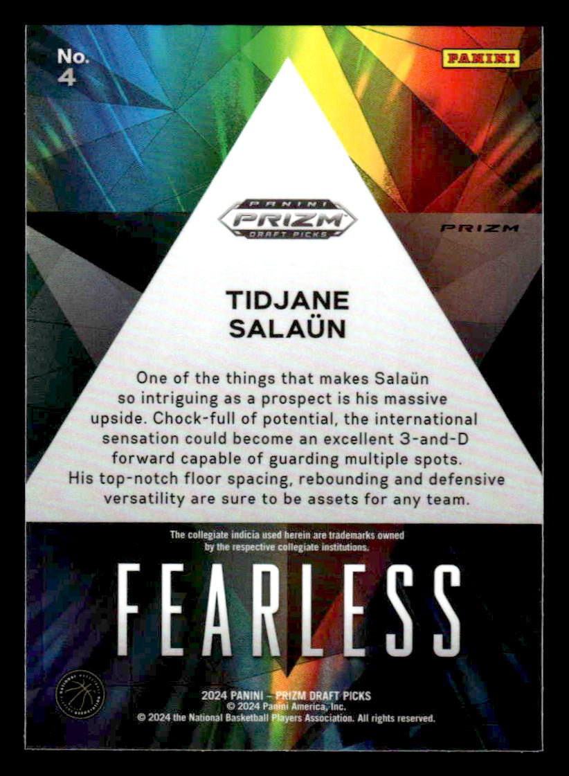 2024 Panini Prizm Draft Picks #4 Tidjane Salaun Fearless Prizms Silver