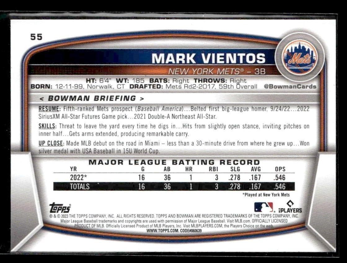2023 Bowman #55 Mark Vientos