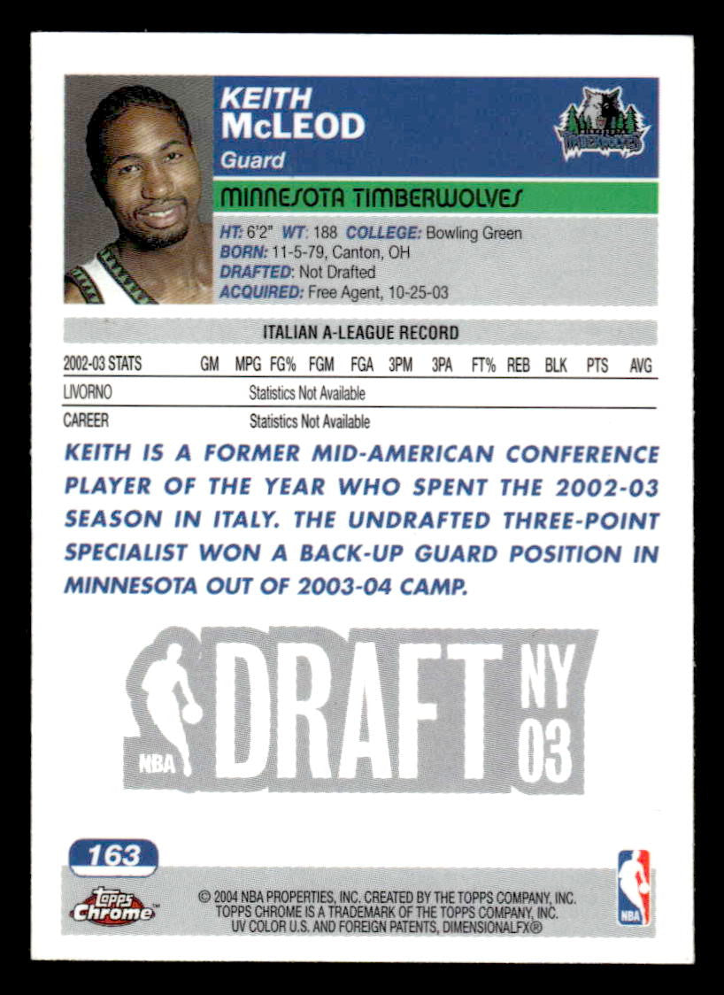 2003-04 Topps Chrome #163 Keith Mcleod