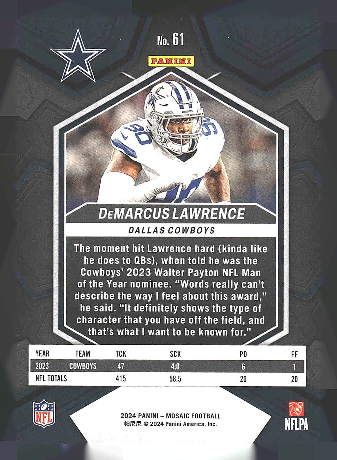 2024 Panini Mosaic #61 DeMarcus Lawrence