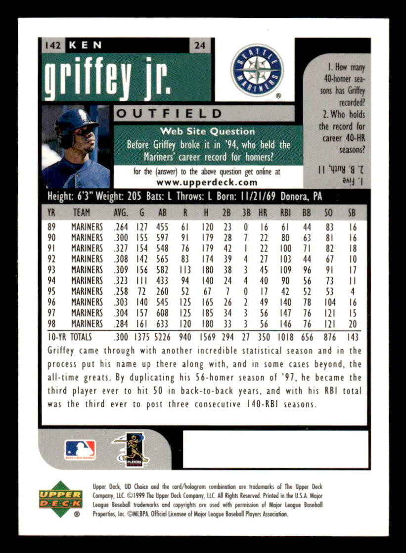 1999 UD Choice #142 Ken Griffey Jr.