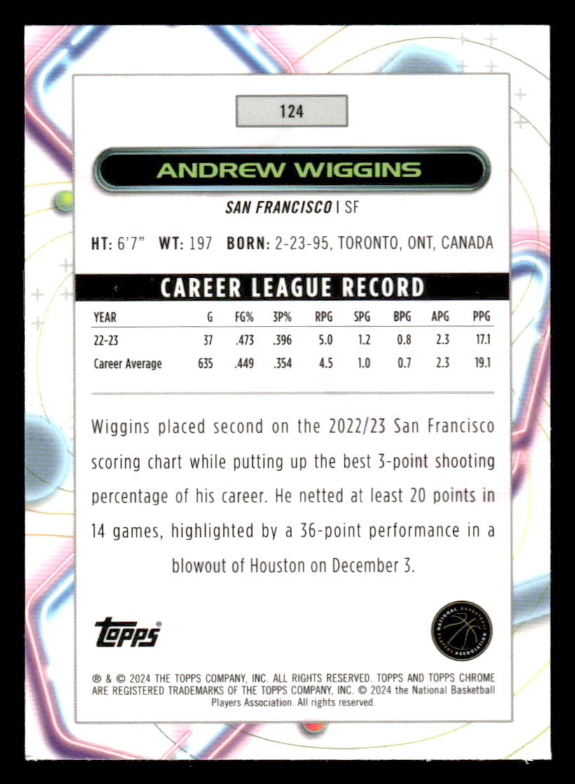 2023-24 Topps Chrome Cosmic #124 Andrew Wiggins