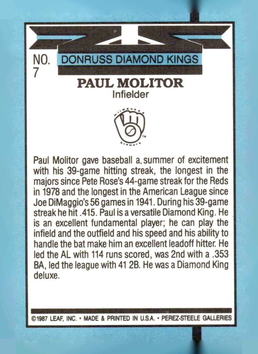 1988 Donruss #7 Paul Molitor