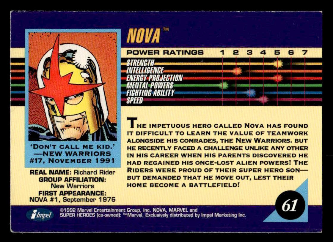 1992 Impel Marvel Universe #61 Nova