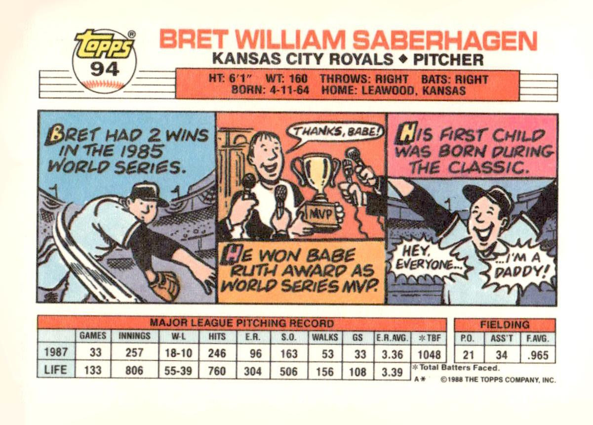 1988 Topps Big #94b Bret Saberhagen