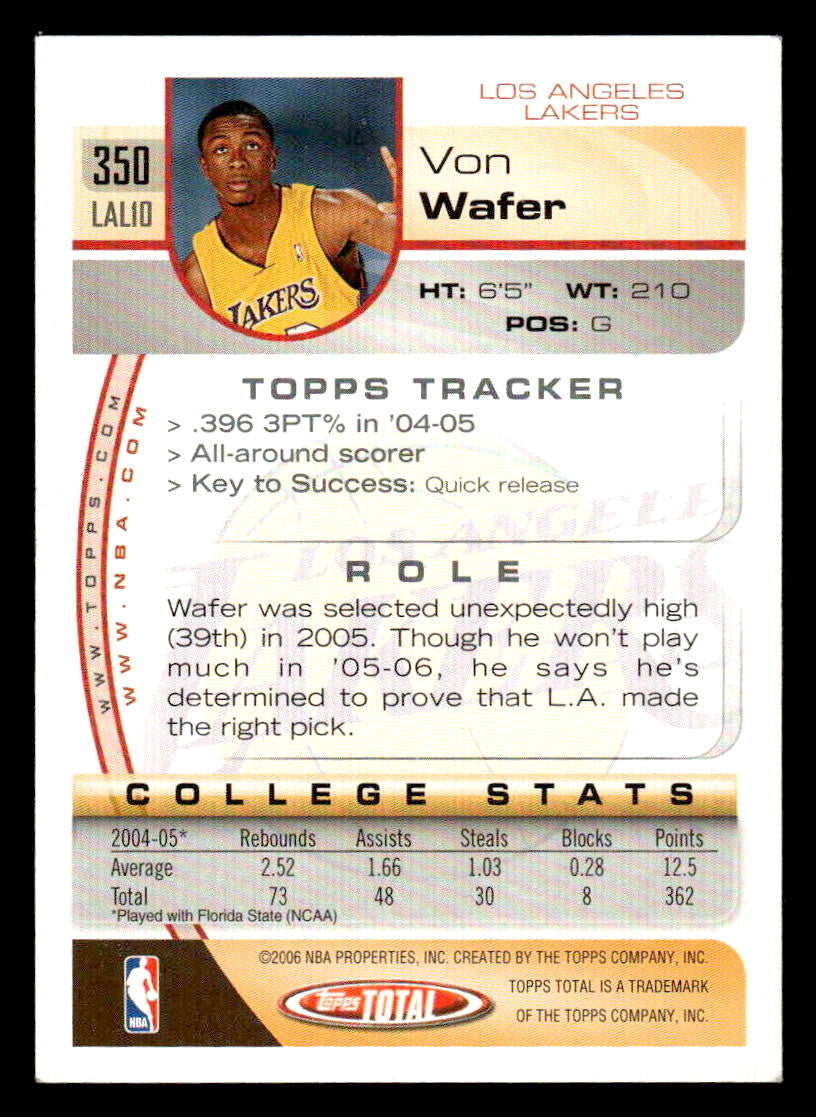 2005-06 Topps Total #350 Von Wafer