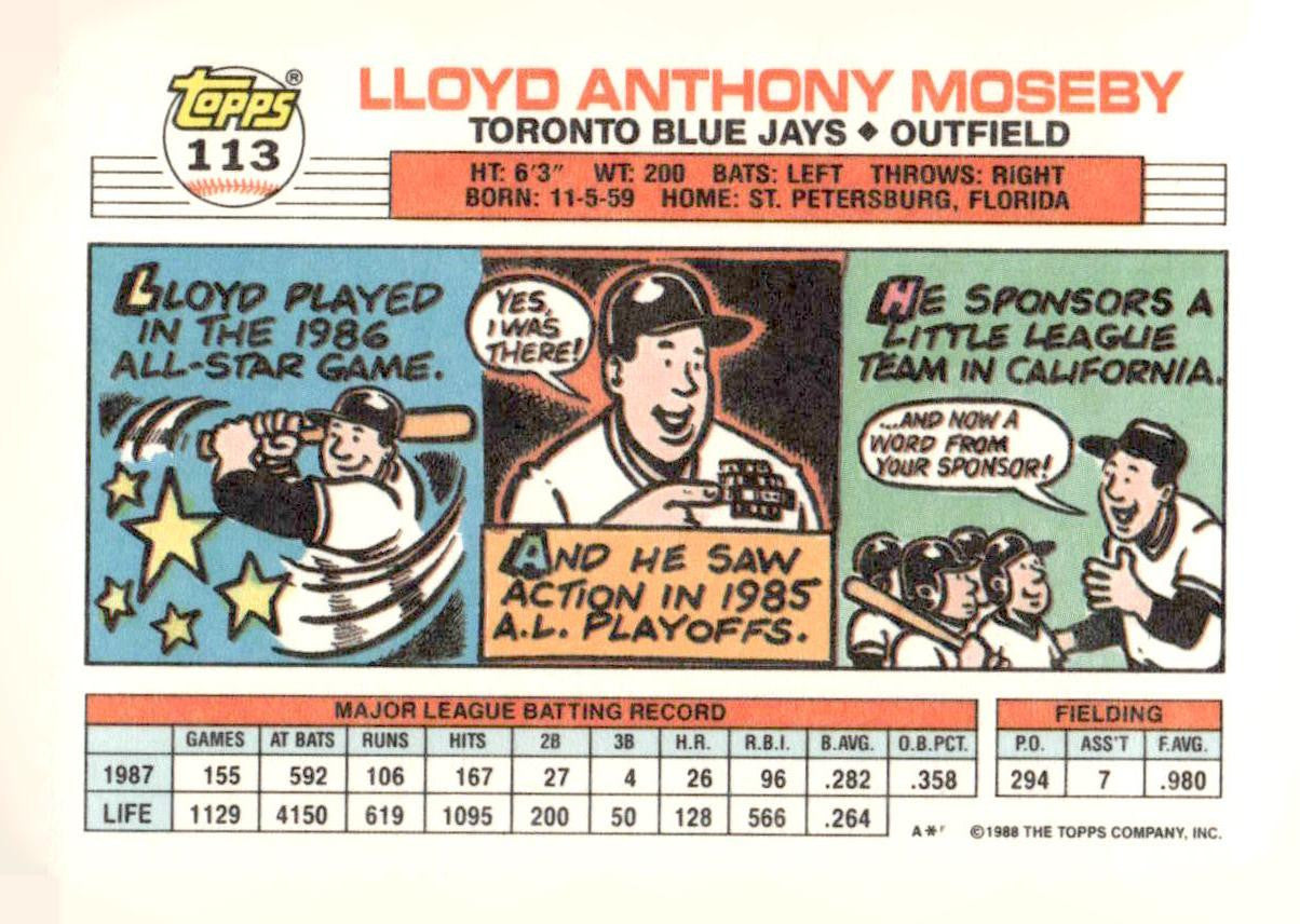 1988 Topps Big #113b Lloyd Moseby