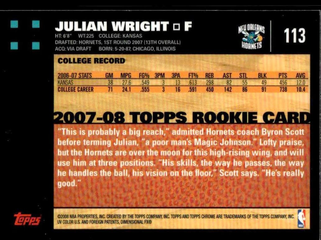 2007-08 Topps Chrome #113 Julian Wright