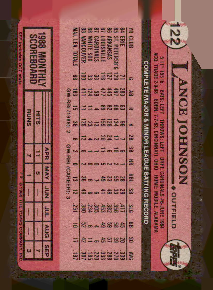 1989 Topps #122 Lance Johnson