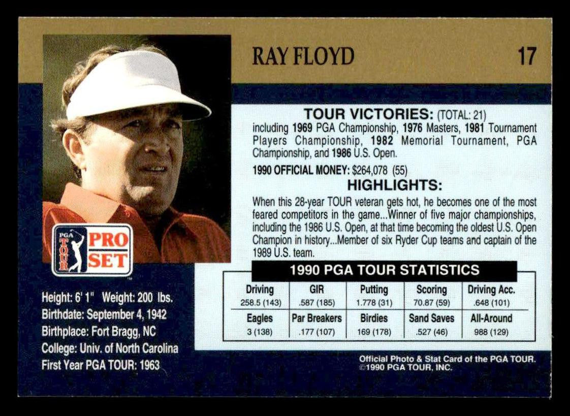 1990 Pro Set PGA Tour #17 Raymond Floyd