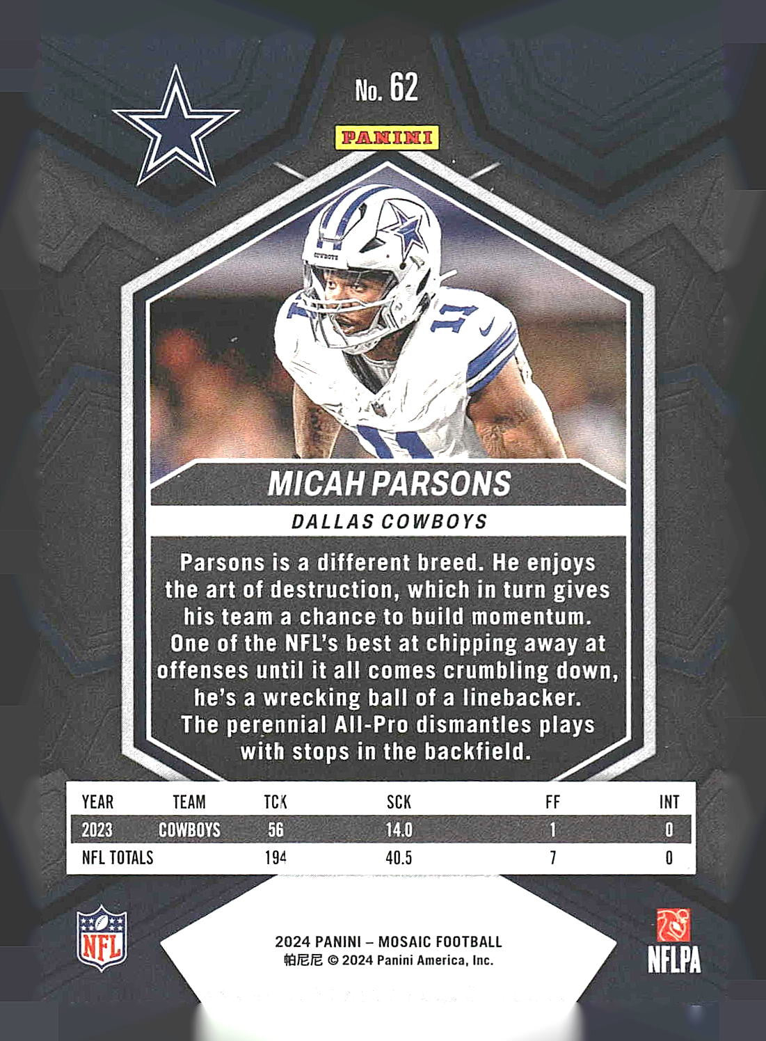 2024 Panini Mosaic #62 Micah Parsons
