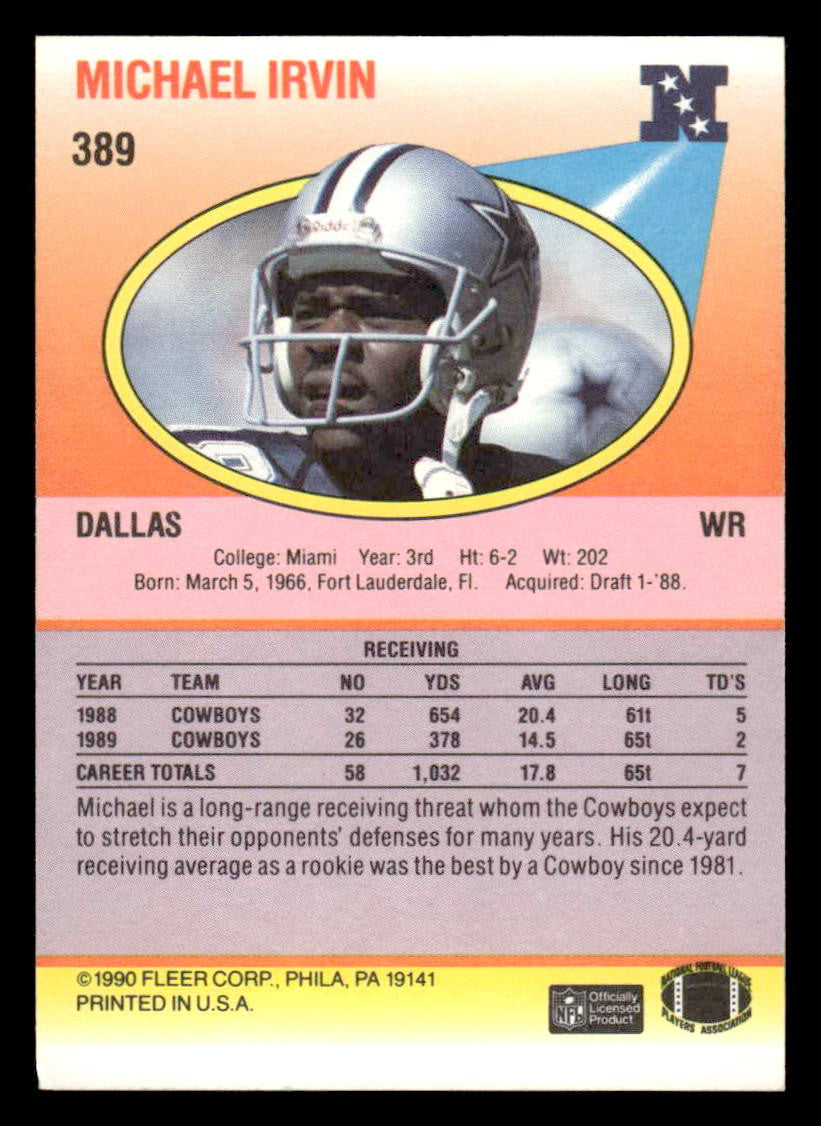 1990 Fleer #389 Michael Irvin