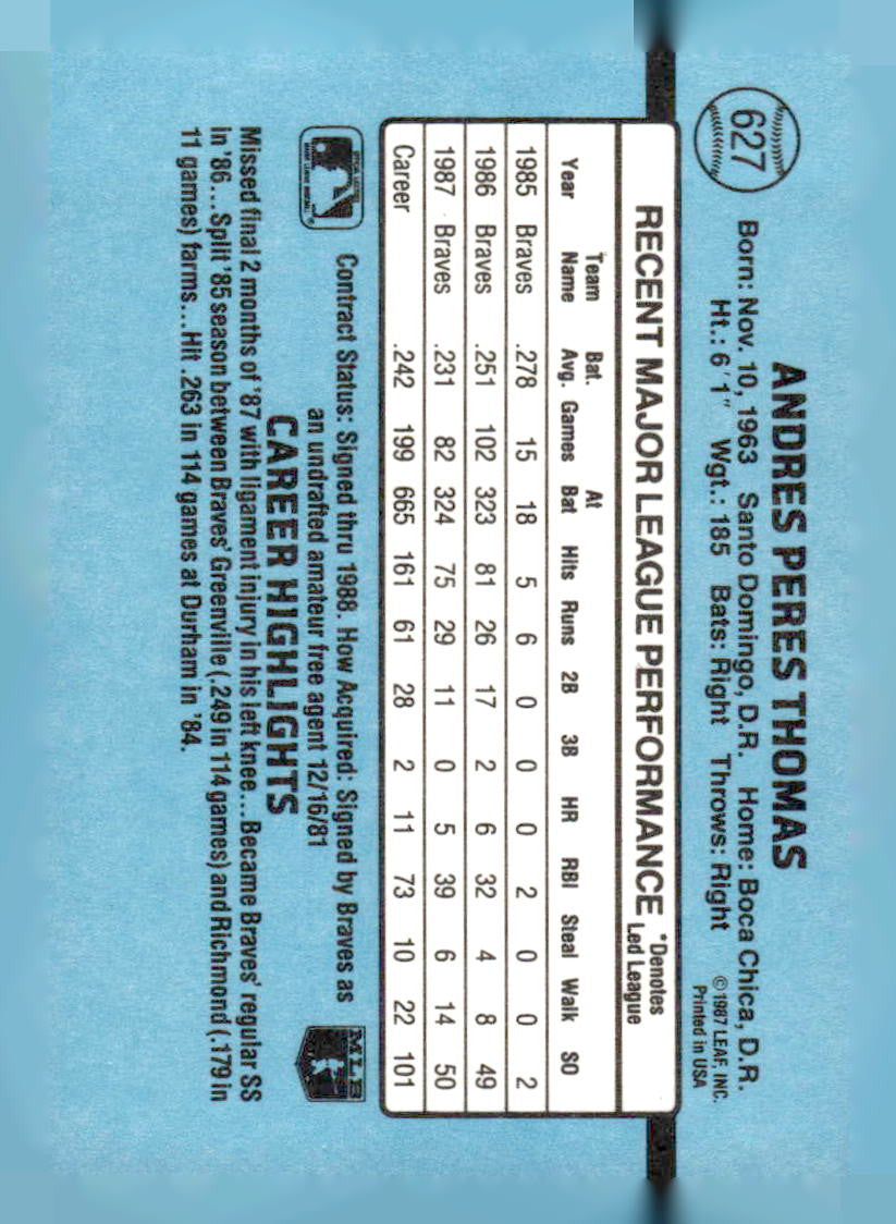 1988 Donruss #627 Andres Thomas
