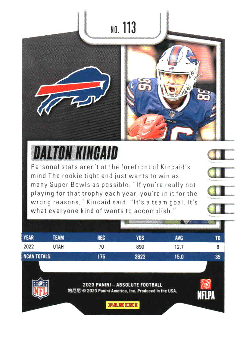 2023 Panini Absolute #113 Dalton Kincaid Retail