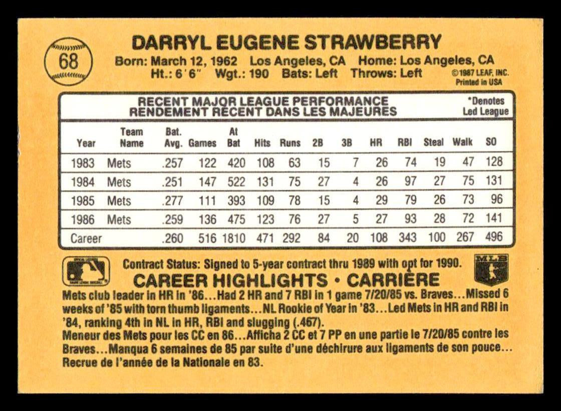 1987 Donruss #118 Darryl Strawberry