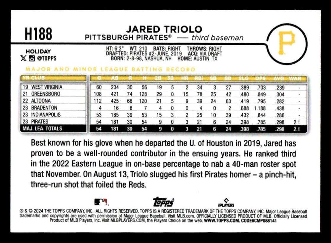 2024 Topps Holiday #H188 Jared Triolo Holiday Tree