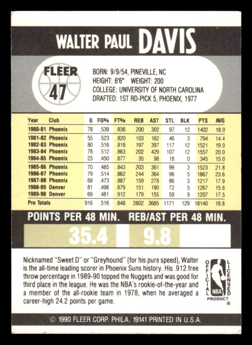 1990-91 Fleer #47 Walter Davis