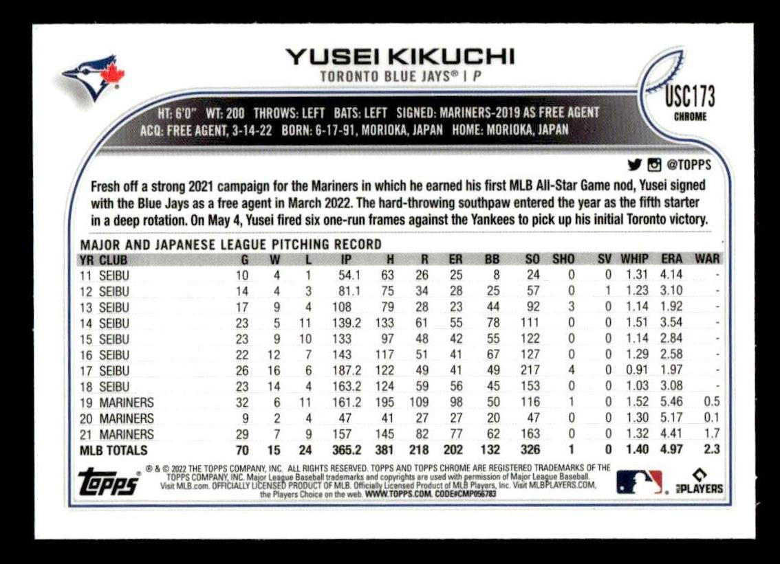 2022 Topps Chrome Update #USC173 Yusei Kikuchi